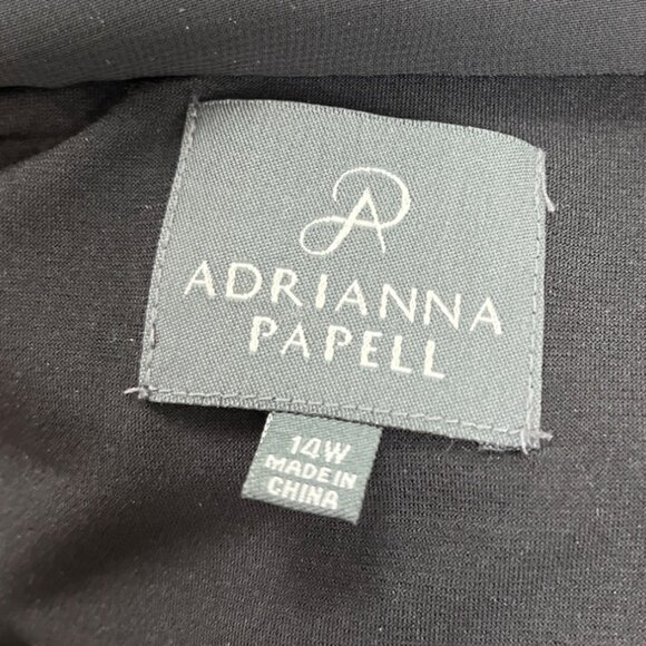 Adrianna Papell Black Dress With Sheer Overlay & Textured Skirt Womens Size 14W - Picture 4 of 6